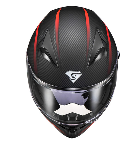 Full Face Motorcycle Helmet with Internal Tinted Visor & DOT Approved for Moped ATV Cruiser Scooter (Matt Red, X-Large)